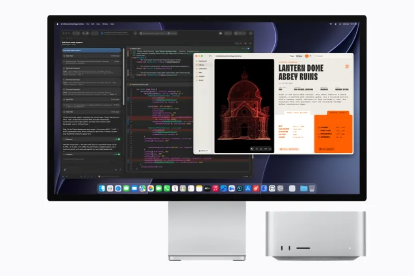 Mac Studio con Xcode en pantalla
